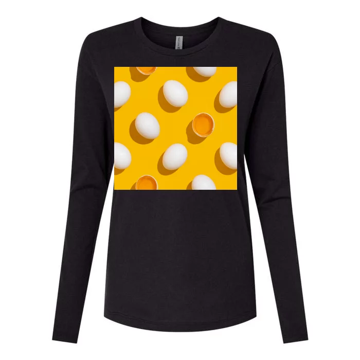 Chicken Eggs Pattern Womens Cotton Relaxed Long Sleeve T-Shirt