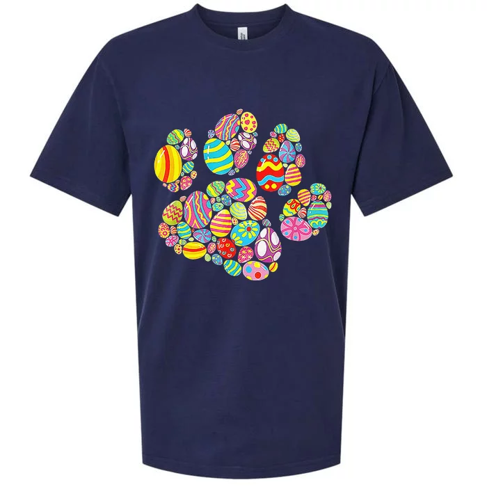 Colorful Egg Paw Print Funny Dog Cat Lovers Easter Day Gifts Sueded Cloud Jersey T-Shirt