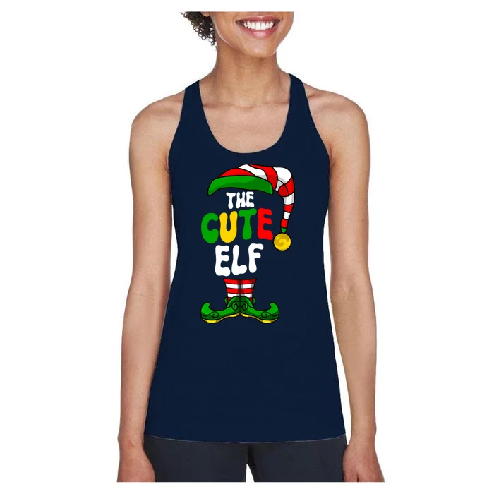 Cute Elf Pajama Matching Group Christmas Holiday Women's Racerback Tank