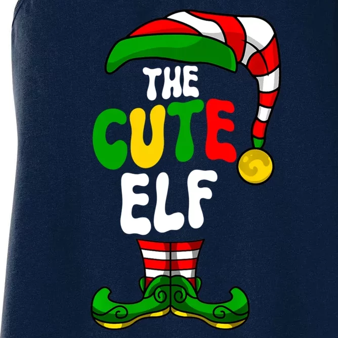 Cute Elf Pajama Matching Group Christmas Holiday Women's Racerback Tank