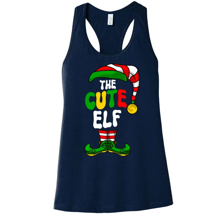 Cute Elf Pajama Matching Group Christmas Holiday Women's Racerback Tank