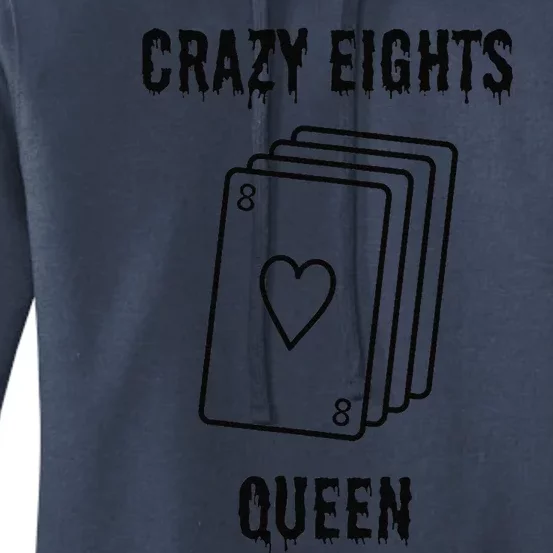 Crazy Eights Queen Card Game Playing Halloween Spooky Women's Pullover Hoodie