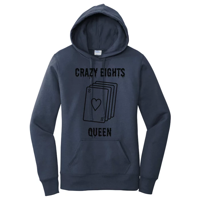 Crazy Eights Queen Card Game Playing Halloween Spooky Women's Pullover Hoodie