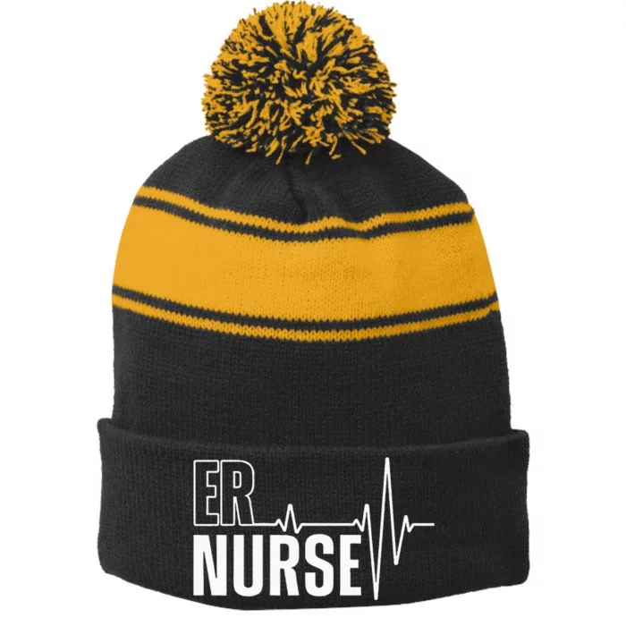 Cool Emergency Room Nurse Design For Men Women ER Nursing Stripe Pom Pom Beanie