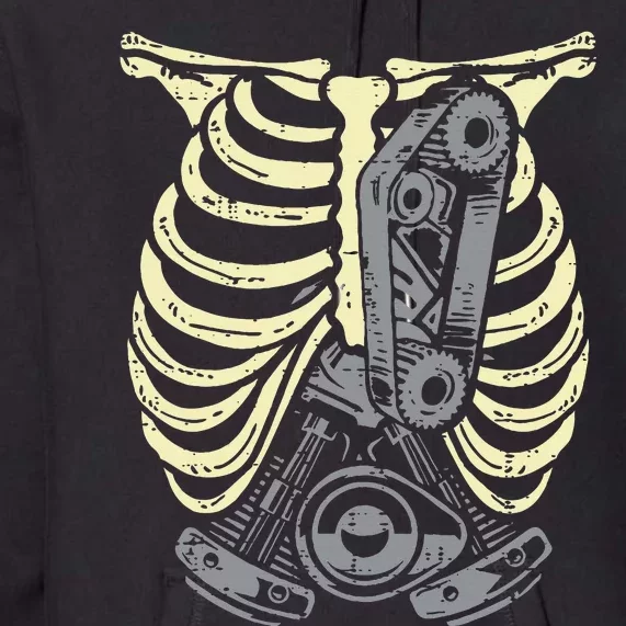 Car Engine Ribs Auto Mechanic Halloween Skeleton Premium Hoodie