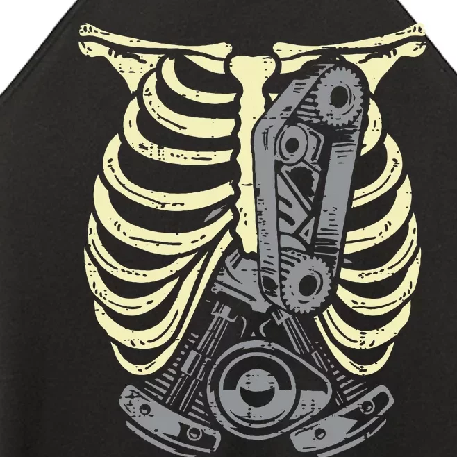 Car Engine Ribs Auto Mechanic Halloween Skeleton Women’s Perfect Tri Rocker Tank