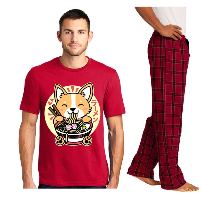 Corgi Eating Ramen Cute Kawaii Noodles Pajama Set