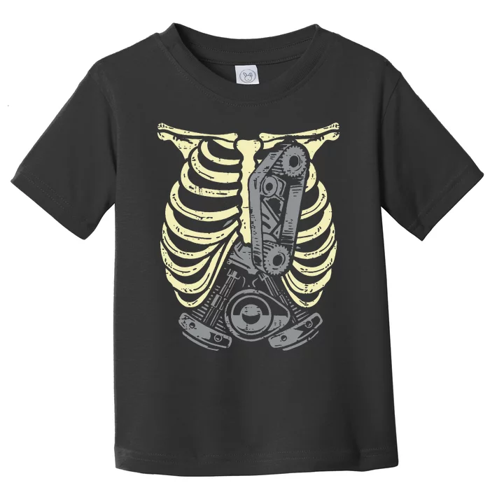 Car Engine Ribs Auto Mechanic Halloween Skeleton Toddler T-Shirt