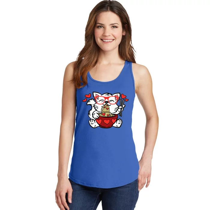 Cat Eating Ra Valentines Day Cute Kitten Kitty Love Ladies Essential Tank