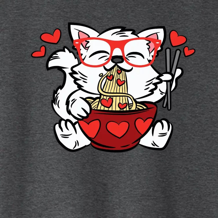 Cat Eating Ra Valentines Day Cute Kitten Kitty Love Women's Crop Top Tee