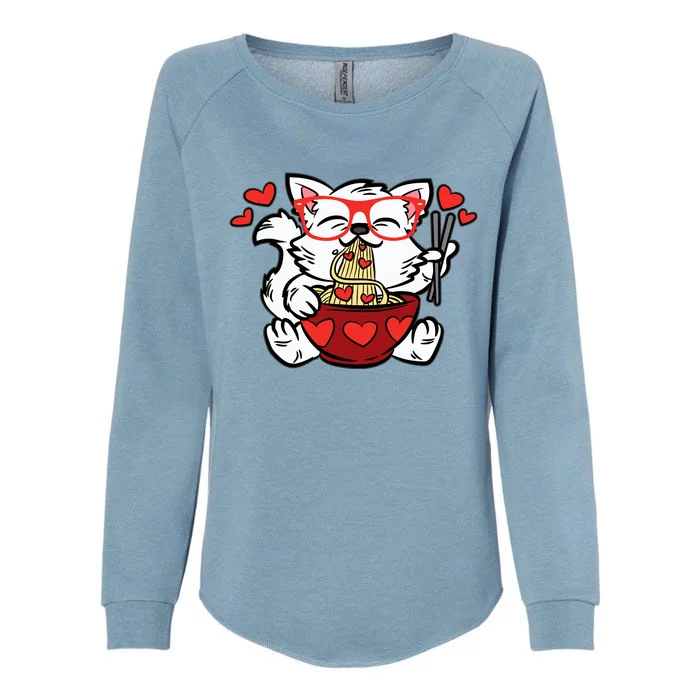 Cat Eating Ra Valentines Day Cute Kitten Kitty Love Womens California Wash Sweatshirt