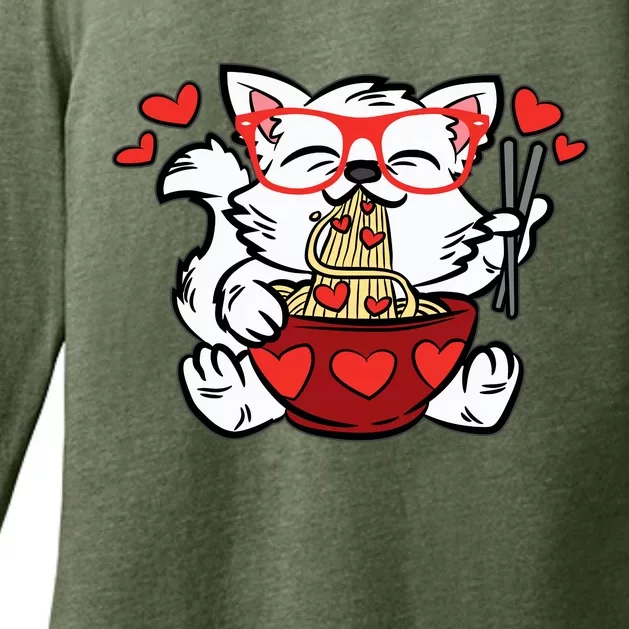 Cat Eating Ra Valentines Day Cute Kitten Kitty Love Womens CVC Long Sleeve Shirt