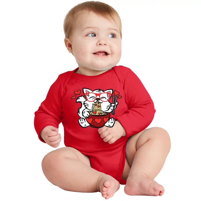 Cat Eating Ra Valentines Day Cute Kitten Kitty Love Baby Long Sleeve Bodysuit