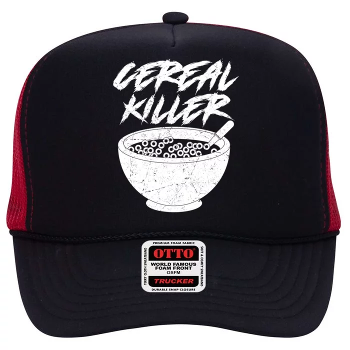 Cereal Killer Funny Halloween Distressed High Crown Mesh Trucker Hat