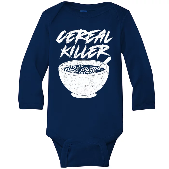 Cereal Killer Funny Halloween Distressed Baby Long Sleeve Bodysuit