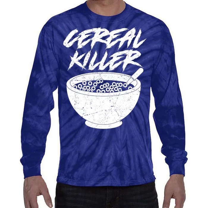 Cereal Killer Funny Halloween Distressed Tie-Dye Long Sleeve Shirt