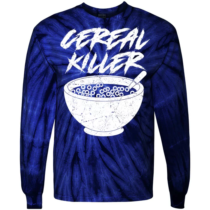 Cereal Killer Funny Halloween Distressed Tie-Dye Long Sleeve Shirt