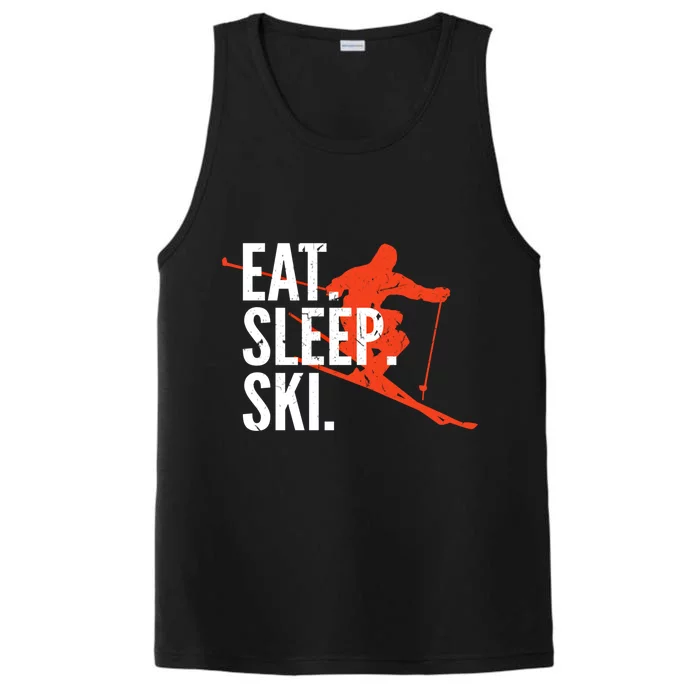 Cute Eat Sleep Ski Skiing Winter Snow Sports Skiers Graphic Meaningful Gift Performance Tank