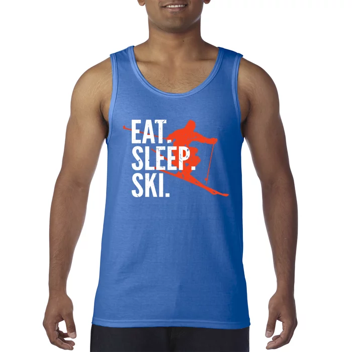 Cute Eat Sleep Ski Skiing Winter Snow Sports Skiers Graphic Meaningful Gift Tank Top