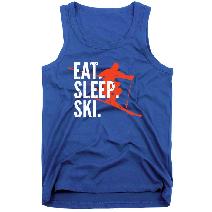 Cute Eat Sleep Ski Skiing Winter Snow Sports Skiers Graphic Meaningful Gift Tank Top