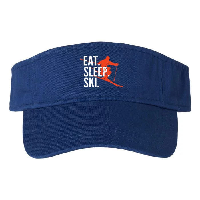 Cute Eat Sleep Ski Skiing Winter Snow Sports Skiers Graphic Meaningful Gift Valucap Bio-Washed Visor