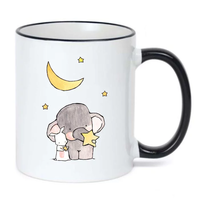 Cute Elephant Stars Black Color Changing Mug