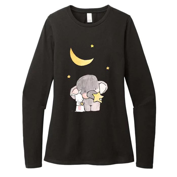 Cute Elephant Stars Womens CVC Long Sleeve Shirt