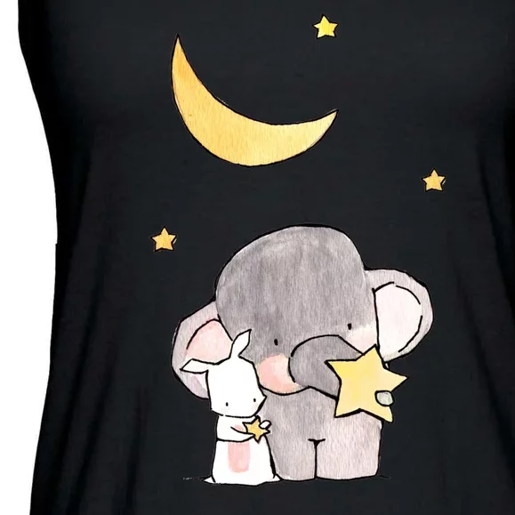 Cute Elephant Stars Ladies Essential Flowy Tank