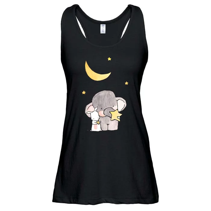 Cute Elephant Stars Ladies Essential Flowy Tank