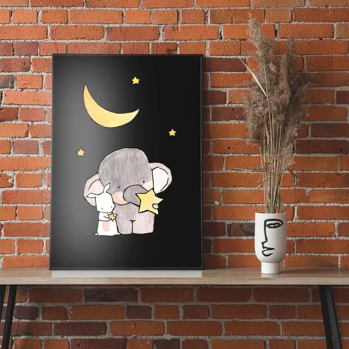 Cute Elephant Stars Poster