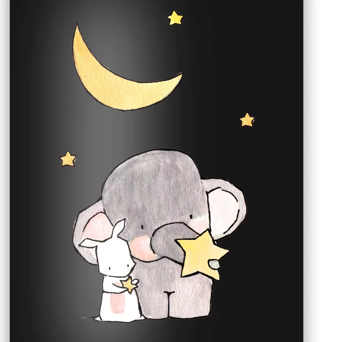 Cute Elephant Stars Poster