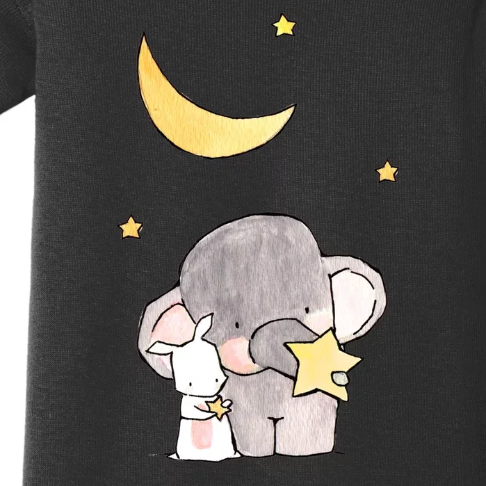 Cute Elephant Stars Baby Bodysuit