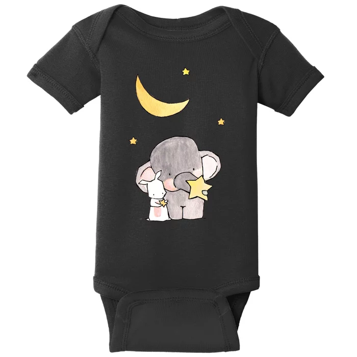 Cute Elephant Stars Baby Bodysuit