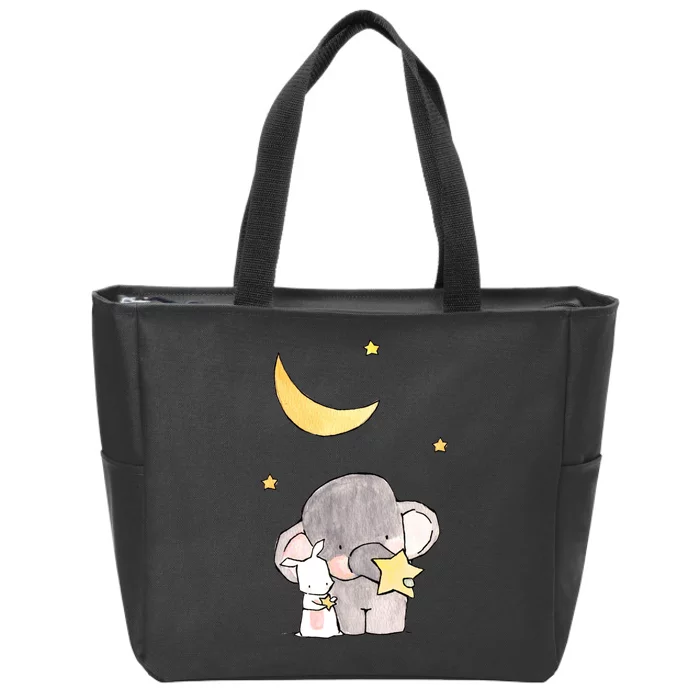 Cute Elephant Stars Zip Tote Bag