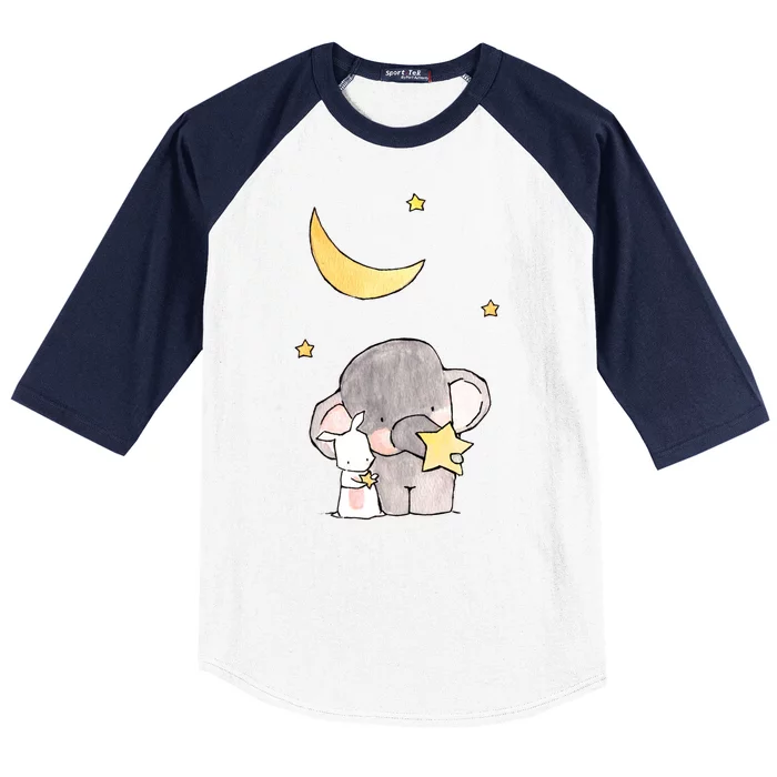 Cute Elephant Stars Baseball Sleeve Shirt