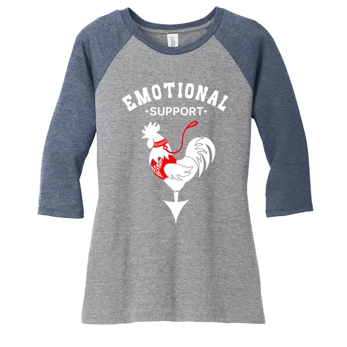 Chicken Emotional Support Cock Women's Tri-Blend 3/4-Sleeve Raglan Shirt