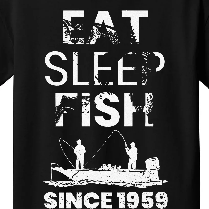 Cute Eat Sleep Fish Since 1959 Fishing 60th Birthday Gift Kids T-Shirt