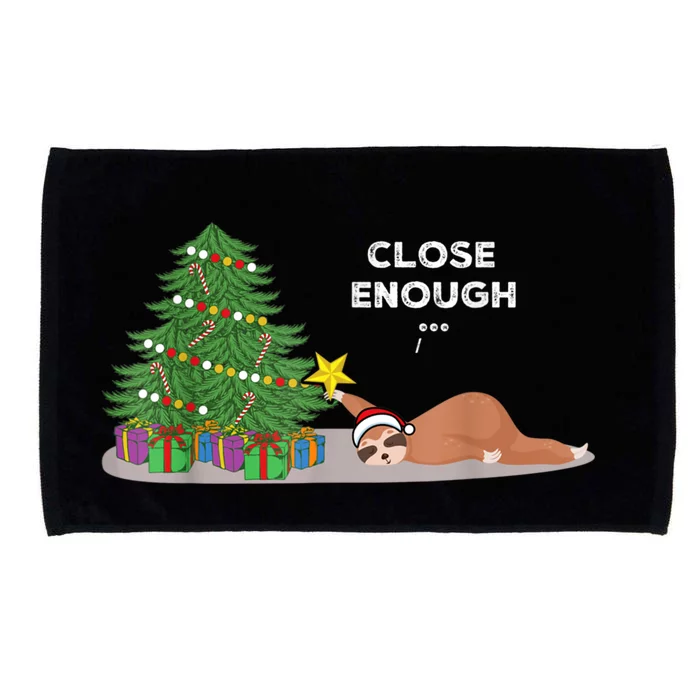 Close Enough Sloth Christmas Tree Funny Holiday Pajamas Microfiber Hand Towel