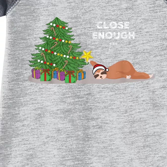 Close Enough Sloth Christmas Tree Funny Holiday Pajamas Infant Baby Jersey Bodysuit