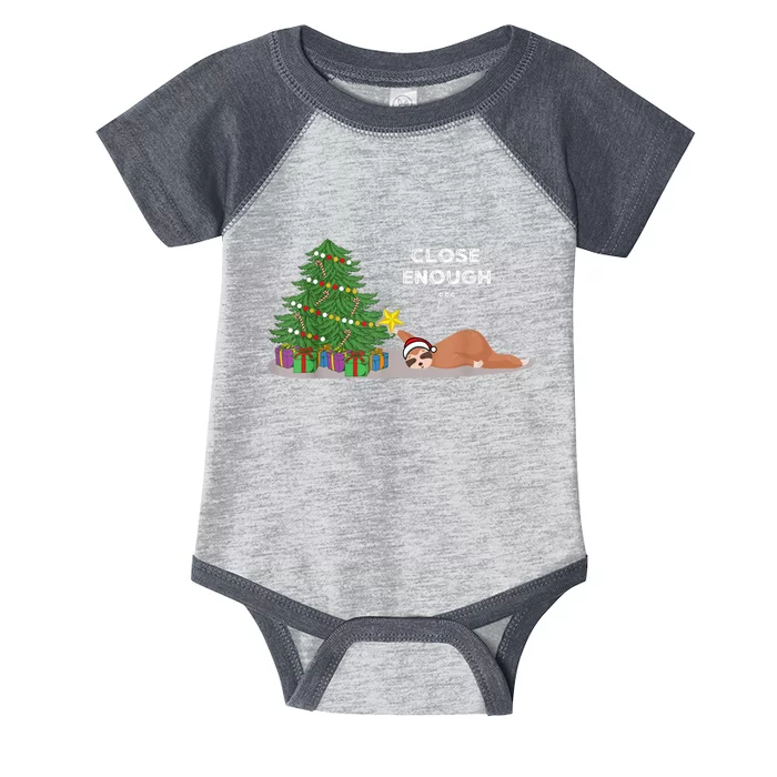 Close Enough Sloth Christmas Tree Funny Holiday Pajamas Infant Baby Jersey Bodysuit