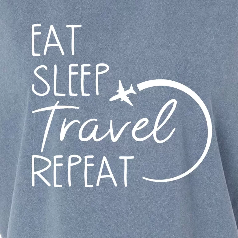 Camping Eat Sleep Travel Repeat | Camping Lovers Gift Garment-Dyed Women's Muscle Tee