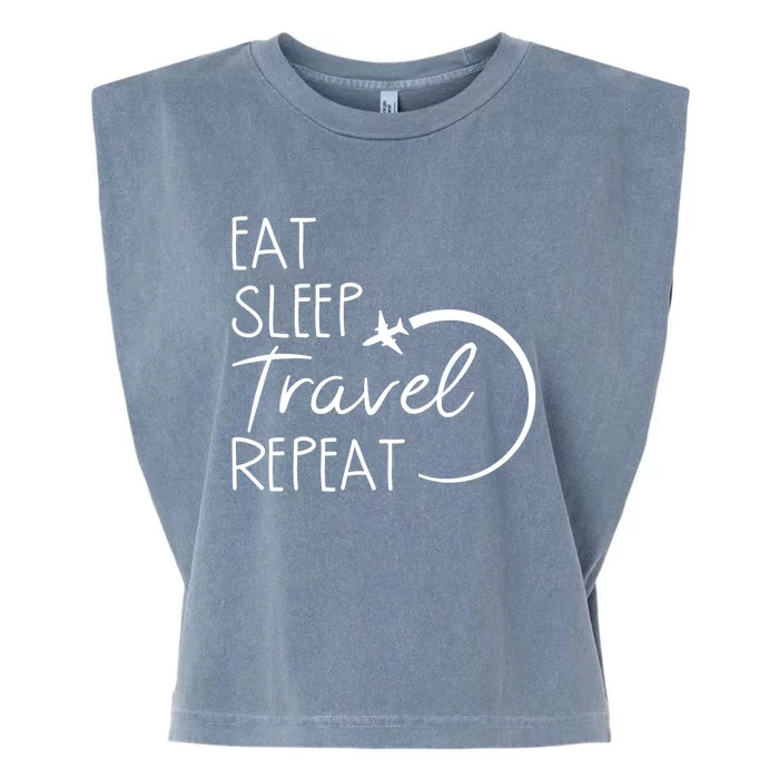 Camping Eat Sleep Travel Repeat | Camping Lovers Gift Garment-Dyed Women's Muscle Tee