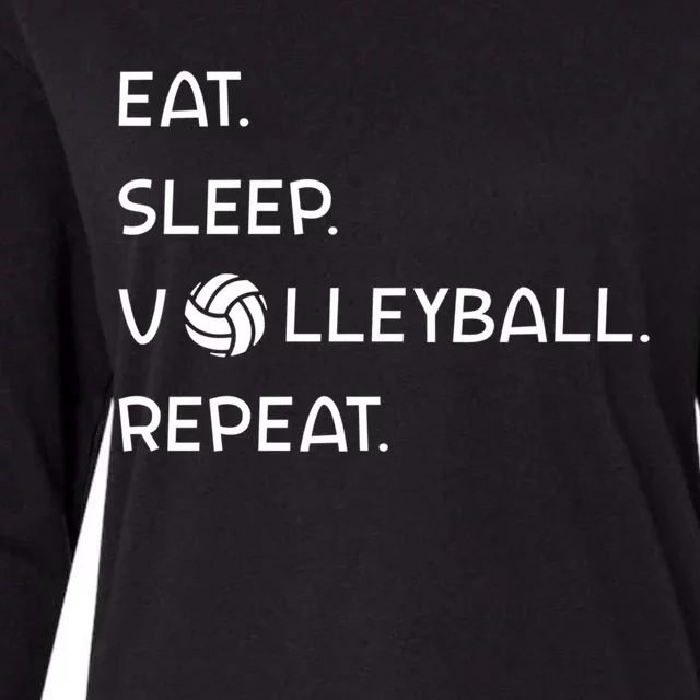 Cute Eat Sleep Volleyball Repeat Volleyball Game Design Gift Womens Cotton Relaxed Long Sleeve T-Shirt