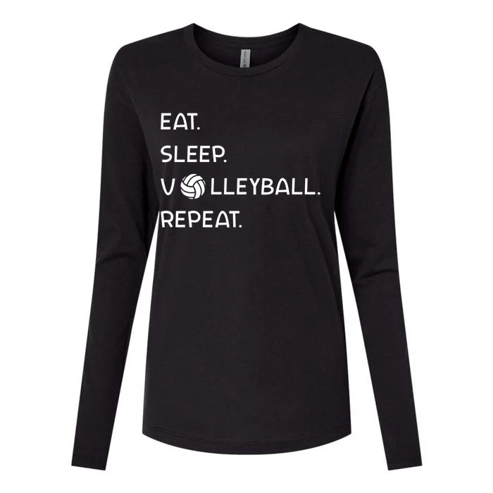 Cute Eat Sleep Volleyball Repeat Volleyball Game Design Gift Womens Cotton Relaxed Long Sleeve T-Shirt