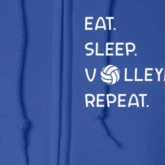 Cute Eat Sleep Volleyball Repeat Volleyball Game Design Gift Full Zip Hoodie