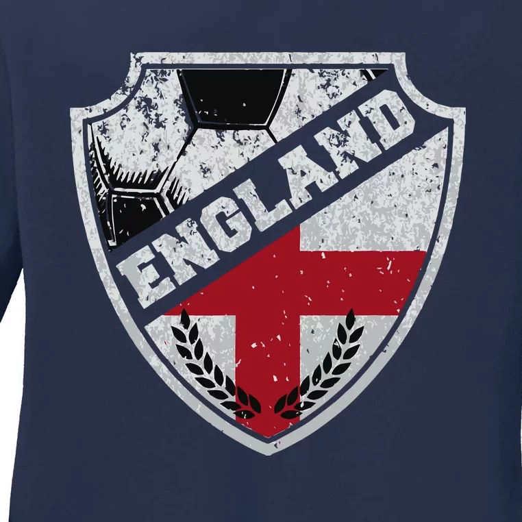 Cool England Soccer Shield Ladies Long Sleeve Shirt