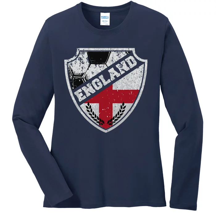 Cool England Soccer Shield Ladies Long Sleeve Shirt