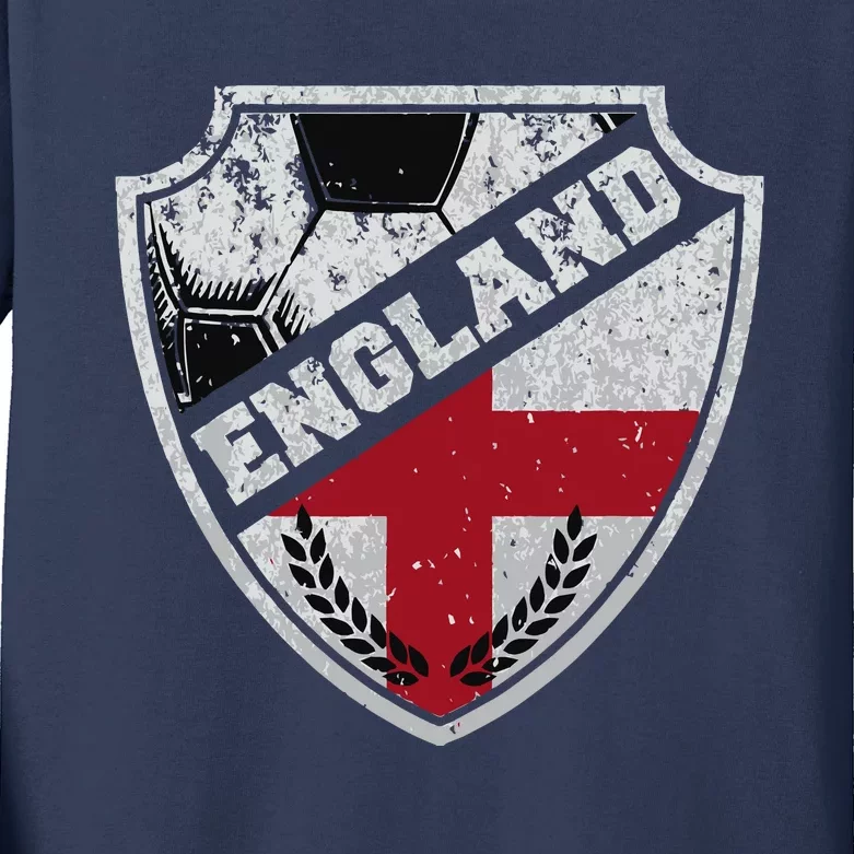 Cool England Soccer Shield Kids Long Sleeve Shirt