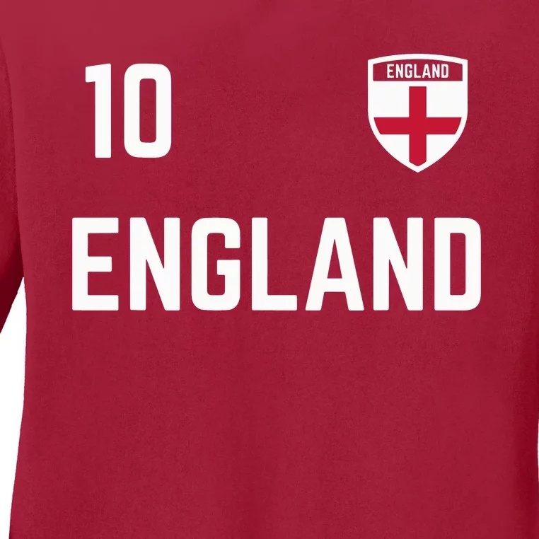 Cool England Soccer Jersey 10 Ladies Long Sleeve Shirt