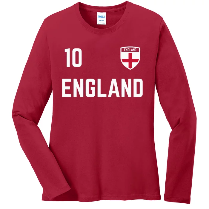 Cool England Soccer Jersey 10 Ladies Long Sleeve Shirt